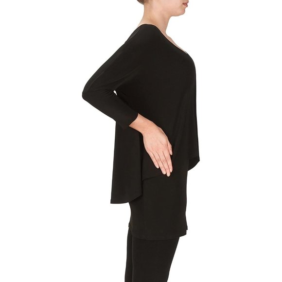 NWT Joseph Ribkoff Black Layered V-Neck 3/4 Sleeves Tunic Top 171056 - Picture 2 of 3